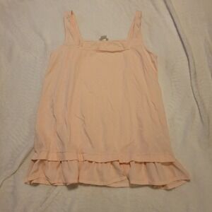 J.Crew Peach Ruffle Hem Square Neck Cotton Tank Top M M0203